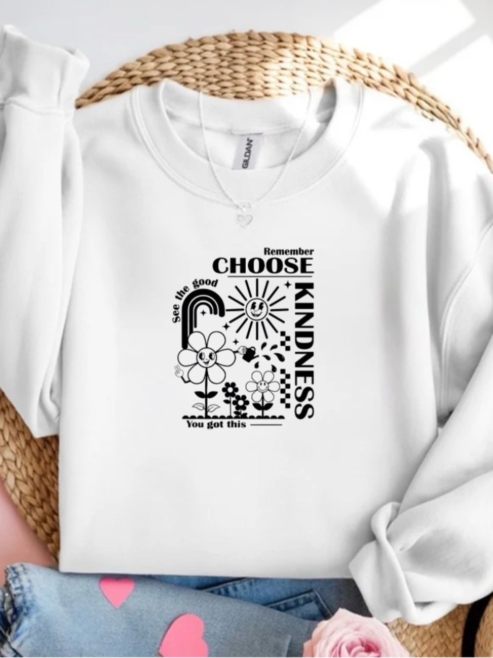 Choose Kindness Sweatshirt Positive Graphic Crewneck Gifts Flower